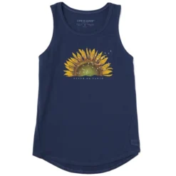 Women's Sunflower Dew Peace On Earth Sleeveless High-Low Crusher-LITE Tank