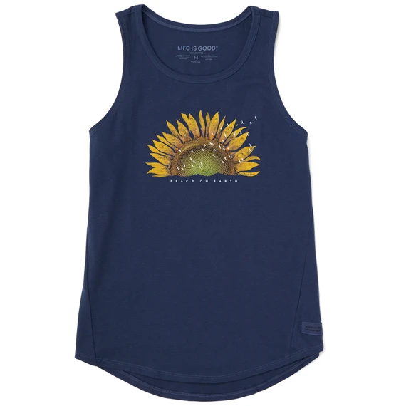 Women's Sunflower Dew Peace On Earth Sleeveless High-Low Crusher-LITE Tank 1 Women's Sunflower Dew Peace On Earth Sleeveless High-Low Crusher-LITE Tank
