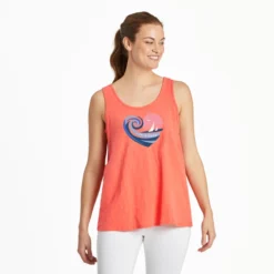 Women's Sunset Sail Heart Textured Slub Tank