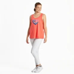 Women's Sunset Sail Heart Textured Slub Tank -One Family Clothing Womens Sunset Sail Heart Textured Slub Tank 89688 4 lg