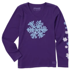 Women's Superpower Fluffy Snowflake Long Sleeve Crusher Vee