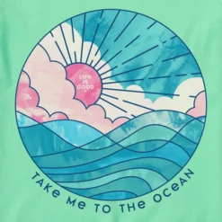 Women's Take Me To The Ocean WatercolorCrusher Tee -One Family Clothing Womens Take Me to the Ocean Watercolor Short Sleeve Crusher Tee 120503 2 lg