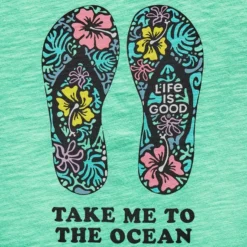 Women's Take Me To The Ocean Flip Flops Textured Slub Tank -One Family Clothing Womens Take me to the Ocean Flip Flops Textured Slub Tank 77780 2 lg