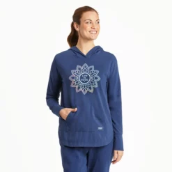 Women's Tie Dye Flower Mandala Crusher-FLEX Hoodie Tunic