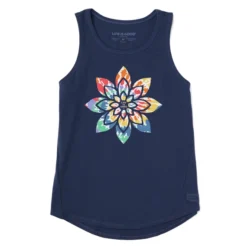 Women's Tie Dye Flower Sleeveless High-Low Crusher-LITE Tank