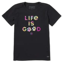 Women's Tie Dye Life Is Good Paw PrintCrusher-LITE Tee