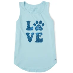 Women's Tie Dye Love Paw Sleeveless High-Low Crusher-LITE Tank