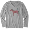 Women's Tribal Horse Long Sleeve Crusher Vee