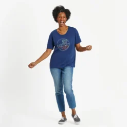 Women's Trippy Desert Relaxed FitSlub Tee -One Family Clothing Womens Trippy Desert Relaxed Fit Short Sleeve Slub Tee 80942 4 lg