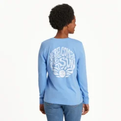 Women's Trippy Here Comes The Sun Long Sleeve Crusher-LITE Tee -One Family Clothing Womens Trippy Here Comes the Sun Long Sleeve CrusherLITE Tee 89402 4 lg