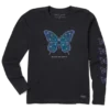 Women's Twinkling Icy Butterfly Long Sleeve Crusher Tee