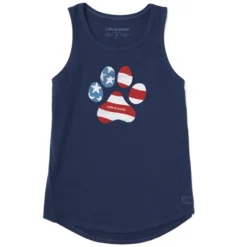 Women's US Flag Paw Sleeveless High-Low Crusher-LITE Tank
