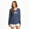 Women's USA Watercolor Daisy Long Sleeve Crusher-LITE Hooded Tee