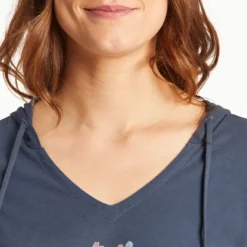 Women's USA Watercolor Daisy Long Sleeve Crusher-LITE Hooded Tee -One Family Clothing Womens USA Watercolor Daisy Long Sleeve CrusherLITE Hooded Tee 101519 4 lg