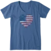 Women's Watercolor Flag Heart Crusher Vee