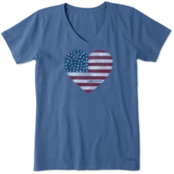 Women's Watercolor Flag Heart Crusher Vee