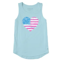 Women's Watercolor Flag Heart Sleeveless High-Low Crusher-LITE Tank