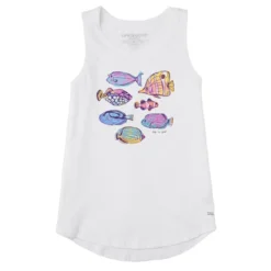 Women's Watercolor Tropical Fish Sleeveless High-Low Crusher-LITE Tank