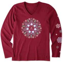 Women's Winter Wonderland Mandala Long Sleeve Crusher Vee