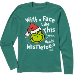 Women's With A Face Like This Grinch Long Sleeve Crusher Tee