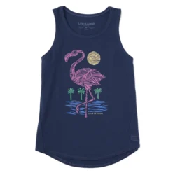 Women's Woodblock Flamingo Sleeveless High-Low Crusher-LITE Tank